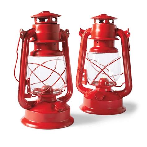 Set Of Two Red Battery Operated Lanterns Grandin Road