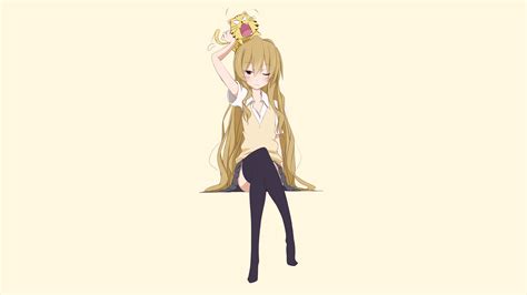 Blonde Legs Legs Crossed Sitting Aisaka Taiga Toradora Anime Girls Anime Simple