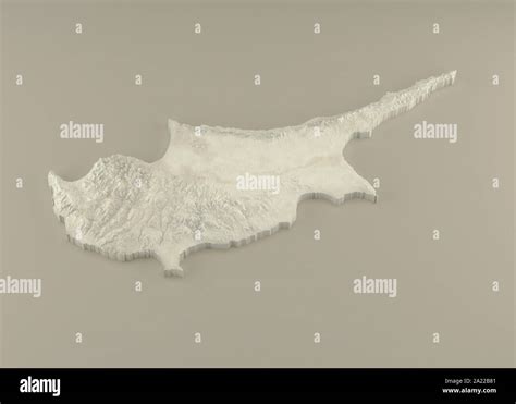 Extruded 3d Political Map Of Cyprus With Relief As Marble Sculpture On