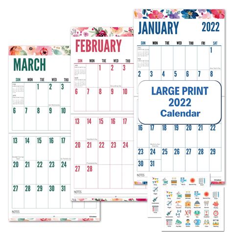 Buy Cranbury Big Grid Calendar 2022 Floral 12x23 Easy To Read