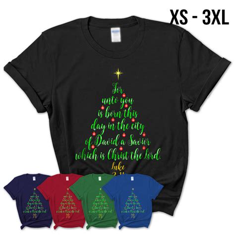 Christian Christmas Shirts Unto You Is Born A Savior Tree Teezou Store