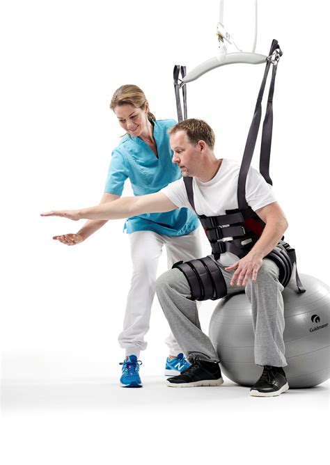 The trainer module is integrated into a ceiling lift and provides safe and assisted rehabilitation exercises with dynamic body weight support. Dynamic weight relief improves mobility and physical ...
