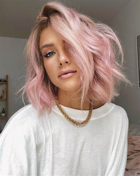 pink hair a bright pastel lob cabello tintes de moda coloración de cabello tintes de pelo