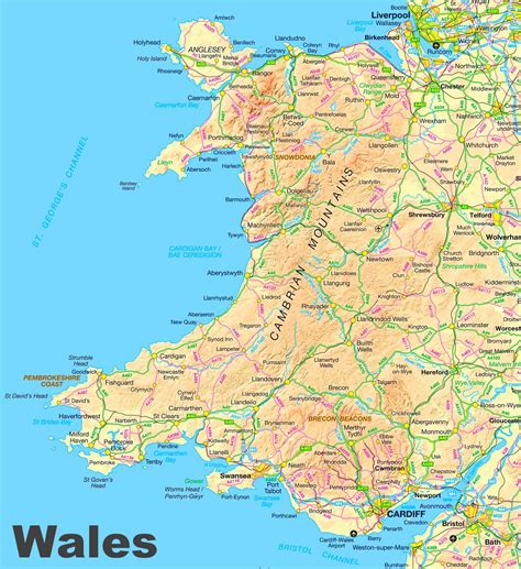 Click on above map to view higher resolution image. Road Map Of England And Wales With Towns | Time Zones Map