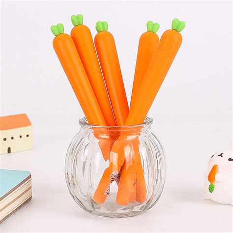 3pcslot Creative Cute Carrots Gel Pen 05mm Nib Black Refills Student