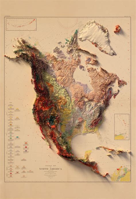 North America Geological Map V1 Etsy In 2021 North America Map
