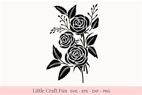 Rose Flowers Silhouette Svg Rose Florals Silhouette 95261 Svgs