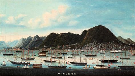 An oil painting by an anonymous artist with a view of Hong ...