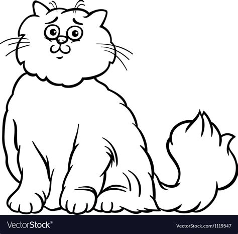 Persian Cat Cartoon Coloring Page Royalty Free Vector Image