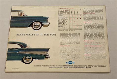 Lot Vintage 1957 Chevrolet Full Line Deluxe Original Sales Brochure