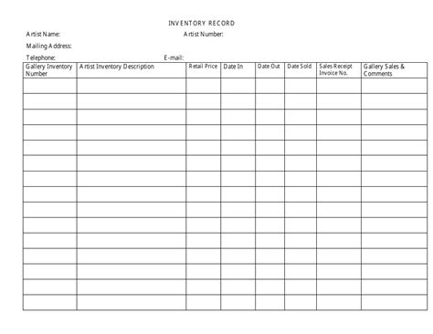 Inventory Record Template Download Printable Pdf Templateroller