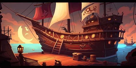 Premium Photo 2d Pirate Ship Deck Background Environment For A Battle
