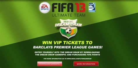 Win Premier League Tickets With Fifa 13 Ultimate Team Dream Draw