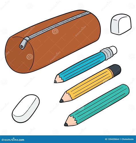 Vector Set Of Pencil Case Stock Vector Illustration Of Plastic 120420664