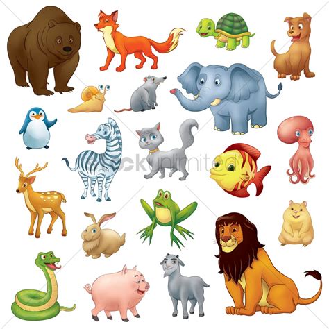 Collection of cartoon animals Vector Image - 1803445 | StockUnlimited
