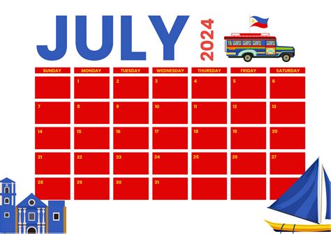 July 2024 Calendar With Holidays Philippines Template Edit Online