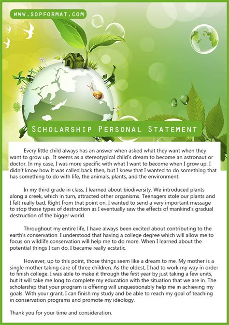 Scholarship Personal Statement Format Sop Format