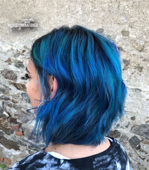 blue hair blue balayage vivid hair neon hair balayage balayage hair neon hair hair