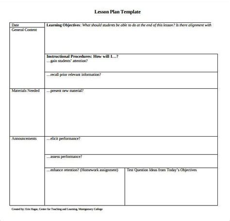 20 Lesson Plans Blank Template