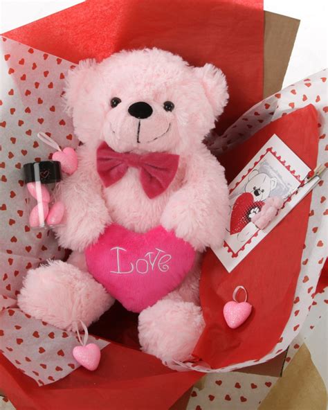 True Love Bear Hug Care Package Featuring Lady Cuddles Pink 18in