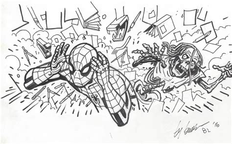 ty templeton spider man with zombie in john platt s art and original pages comic art gallery room