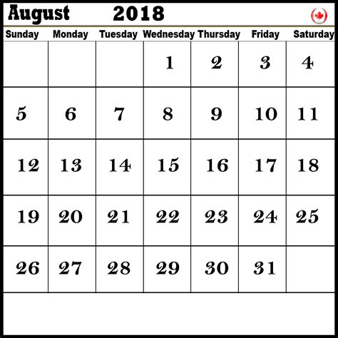 August Printable 2018 Calendar Design Printable August 2018 Calendar