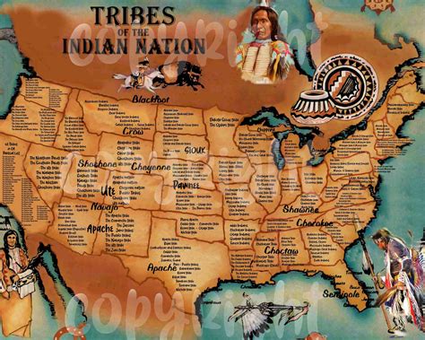 Native American Indians Tribal Map United States Includes Tribal Names And Locations Most