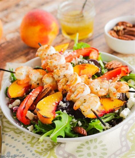 Easy Grilled Shrimp And Sweet Peach Salad Home And Plate