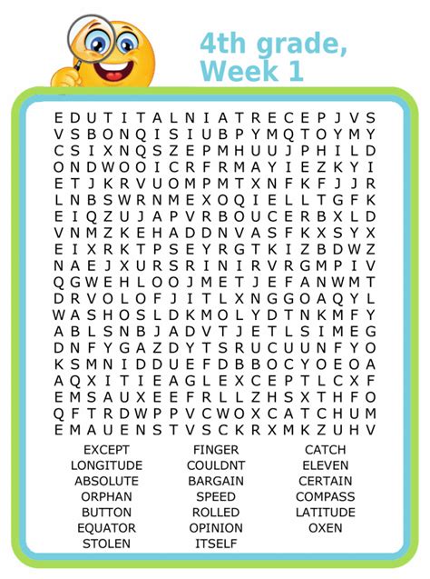 Printable Word Searches For 4th Graders