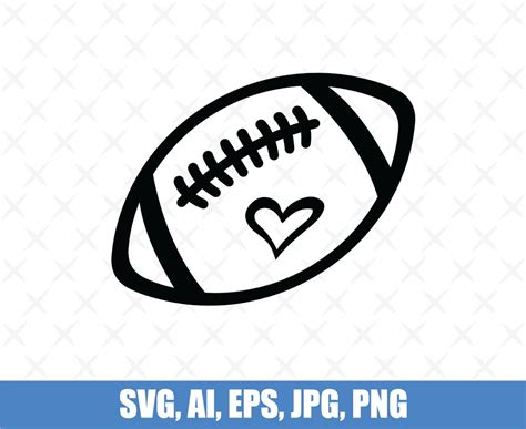 Football With Heart Football Clipart Football Heart Svg Etsy