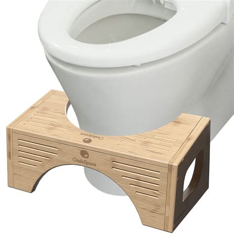 Oasiscraft Bamboo Squatting Toilet Stool 300 Lbs Bathroom Step Stool Squat With Anti Slip Feet