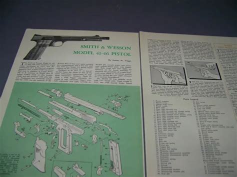 HISTORY SMITH Wesson Model 41 46 Pistol Details Exploded View 806W