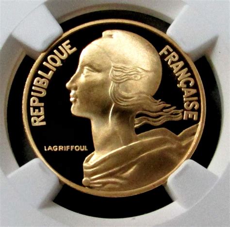 1979 Gold France 20 Centimes Piefort Pattern Ngc Proof 68 Ultra Cameo
