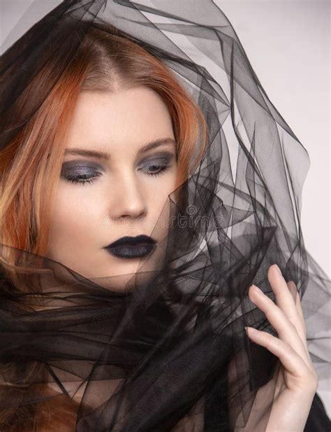 Beauty Model In Basic Makeup With Burlap Headband Stock Photo Image
