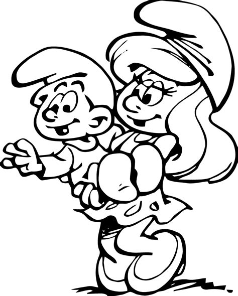 Smurfette And Baby The Smurfs Kids Coloring Pages