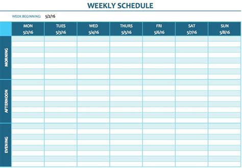 Free Weekly Schedule Templates For Excel Schedule Templates Schedule