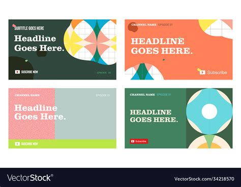Youtube Thumbnail Template Set Four Royalty Free Vector