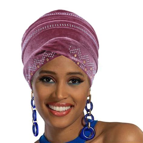 Turban Headwrap Turban Headbands African Turban African Head Wraps Long Locks Pink Crystal