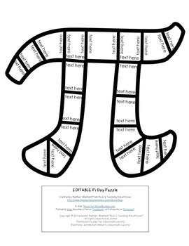 Warning:the steps that follow will give hints to how the puzzle works and will ultimately explain the solution. EDITABLE Pi Day Activity - Create your own puzzle on ANY topic! by HoJo