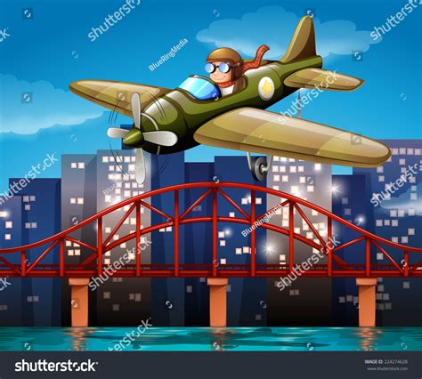 Illustration Pilot Flying Airplane Stock Vector Royalty Free