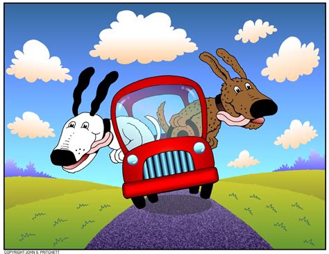 Dog Cartoon Dog Road Trip Cartoon If Dogs Could Drive Whimsical