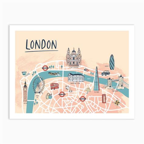 London Illustrated Map Art Print By Revista Fy