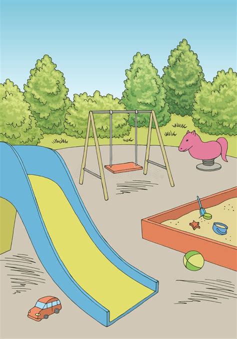 Playground Graphic Color Landscape Sketch Vertical Illustration Vector