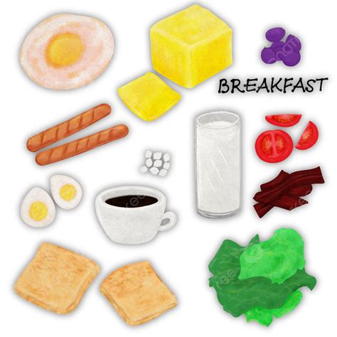 Illustration Of Drinks And Foods For Breakfast That Is Hand Drawn Breakfast Food Illustration