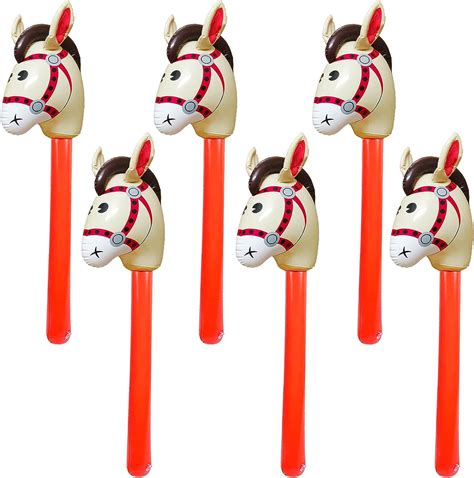 6 Packs Inflatable Stick Horsestick Horses For Pony