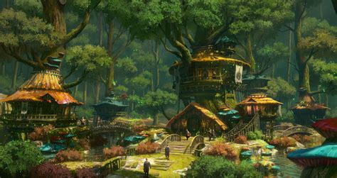 Artstation Fantasy Forest Secret Village