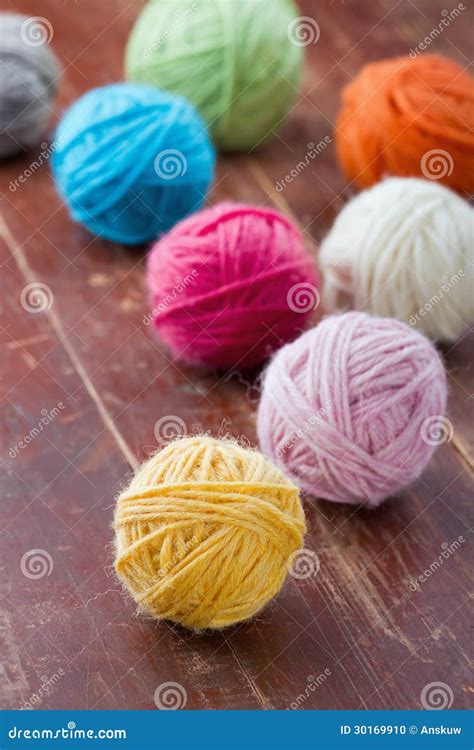 Colorful Balls Of Woolen Yarn Stock Photo Image Of Fabric Sewing