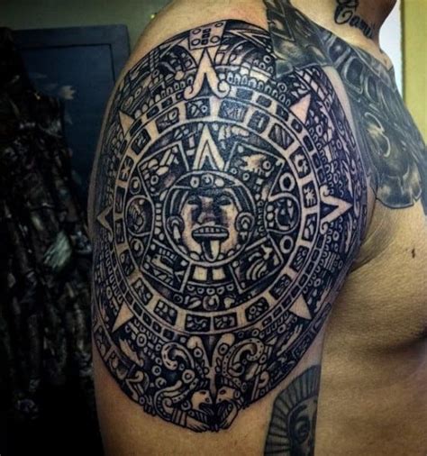 Hawaiian tribal tattoos for men on shoulder and half sleeve. 80 Aztec Tattoos For Men - Ancient Tribal And Warrior Designs