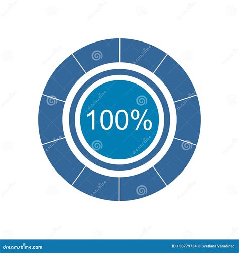Blue Pie Graph And Chart With 100 Percentage Stock Vector