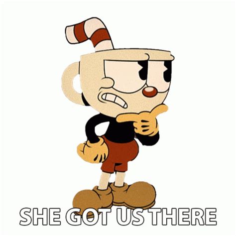 She Got Us There Cuphead Sticker She Got Us There Cuphead The Cuphead